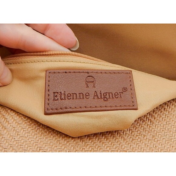 Etienne Aigner Woven Envelope Style Handbag Shoulder Bag Purse Faux Leather Tag - Picture 8 of 14